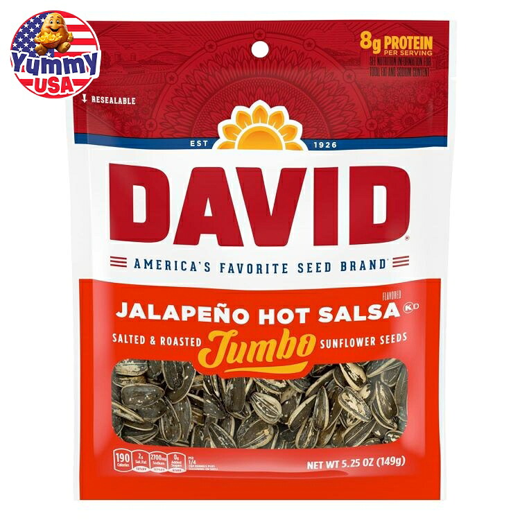 デイビッド ハラペーニョ 塩味 ロースト ジャンボ ひまわりの種 149g(5.25 oz) 12 パック DAVID Roasted and Salted Jalape?o Jumbo Sunflower Seeds, 5.25 oz, 12 Pack 日本未発売 大容量 【お取り寄せ商品】