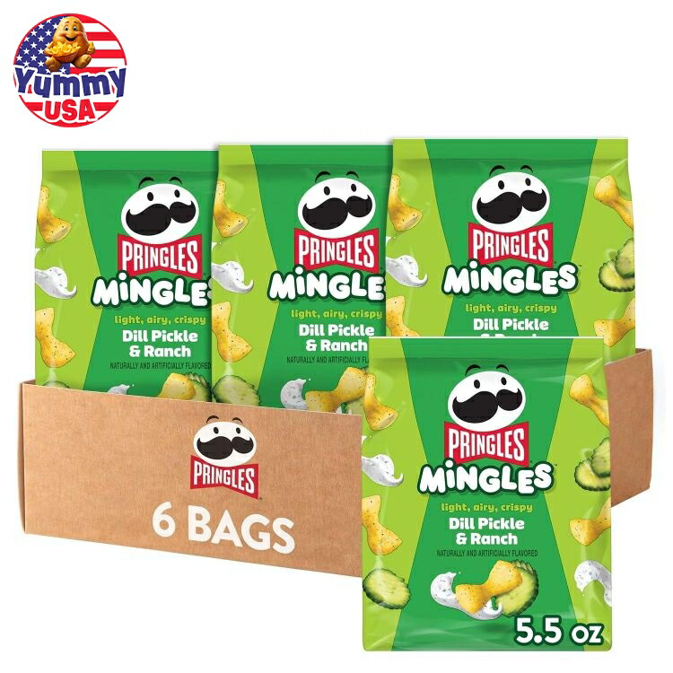プリングルス ミングルズ パフスナック ディルピクルス＆ランチ（6袋） Pringles Mingles Puffed Snacks, Dill Pickle and Ranch, Salty Snacks (6 Bags) 日本未発売 大容量 【お取り寄せ商品】