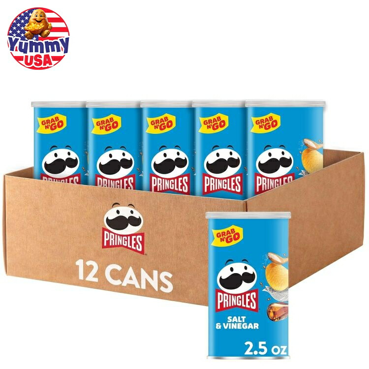 プリングルス ポテト クリスプ チップス ランチ スナック ソルト&ビネガー (12 缶) Pringles Potato Crisps Chips, Lunch Snacks Salt and Vinegar (12 Cans) 日本未発売 大容量 【お取り寄せ商品】