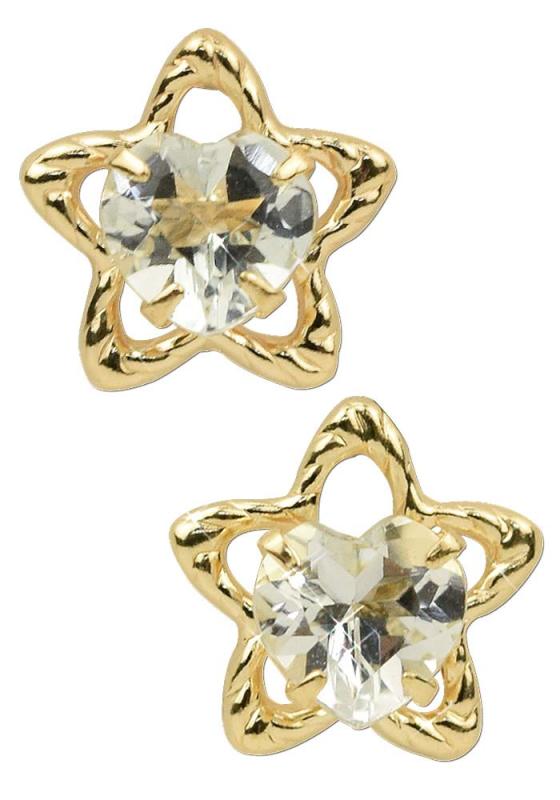 [四葉のクローバー] 星 ピアス アクアマリン K10 10金 ゴールド 3月 誕生石 10k 華奢 かわいい 天然石 (両耳用1ペア) レディース 女性 : Ma713