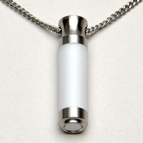 仏壇屋 滝田商店 グリーフペンダント(遺骨ペンダント) ホワイト (高さ32mm×直径7.8mm)納骨ペンダント・分骨手元供養【滝田商店発行 証明書付】