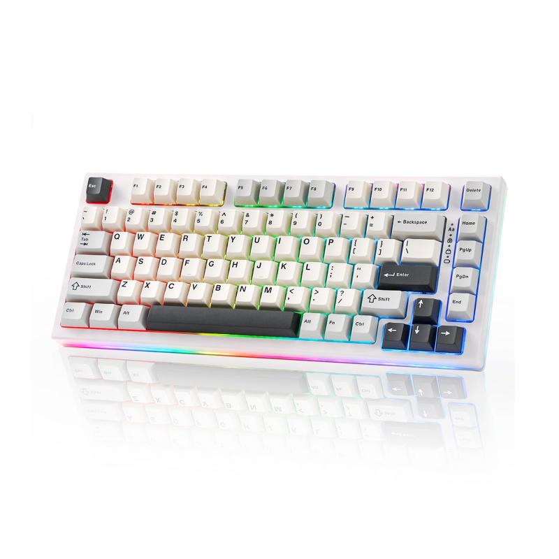 YUNZII YZ75 75% ホットスワップ対応ワイヤレスゲーミングキーボード RGBバックライト BT5.0/2.4G/USB-C、Dye Sub PBTキーキャップ Linux/Win/Mac用 技適認証取得