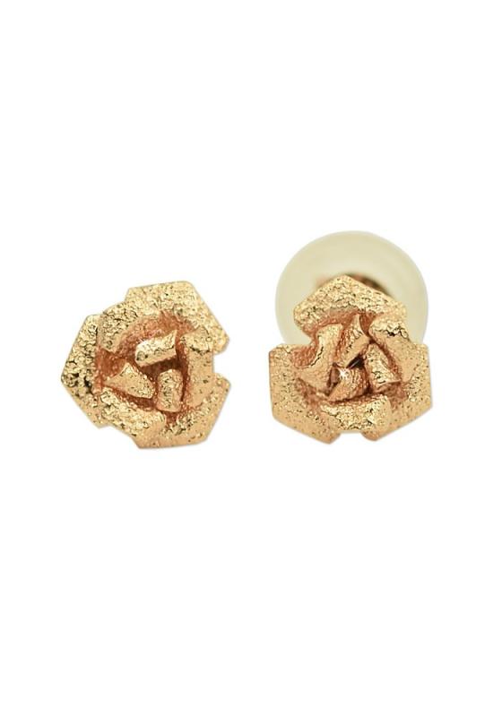 [四葉のクローバー] 10金 薔薇 スタッドピアス K10 10k ピンクゴールド バラ フラワー レディース 女性 ：Sa438｜ゆもり　店