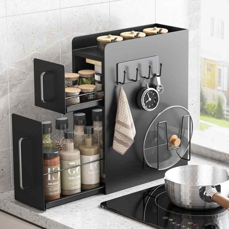 楽天市場】PureKone 隠せる調味料ラック 2段 台所用 スパイスラック