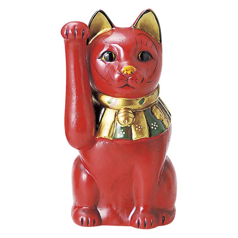 楽天市場】招き猫 江戸猫ブラック本金 右 [19cm] | 招き猫 瀬戸焼 日本