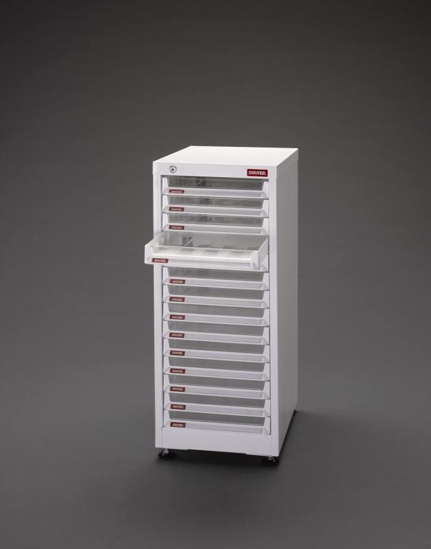 SHUTER トレーキャビネット 304x400x690mm/1列14段 エスコ EA957FC-31｜ゆもり　店
