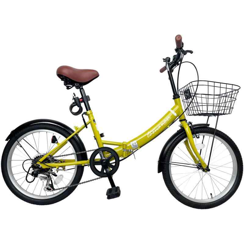 TOMONAU 折り畳み自転車 20インチ 折りたたみ自転車 6段変速 カゴ ワイヤー錠 ライト付き 通勤 通学 街乗 前後泥除け装備 ハンドルの高さ調節できる 小径車 ミニベロ-T-FDB206L