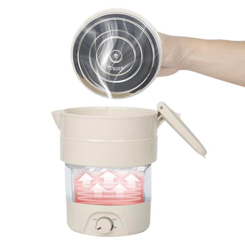 折りたためる電気ケトル 100℃ 800ml 国内・海外で使用可能 携帯ポット 電気ポット 湯沸かし器 コンパクト 加熱?保温 湯沸し器 304ステンレスとシリコン 空焚き防し機能 沸騰時自動電源OFF 2