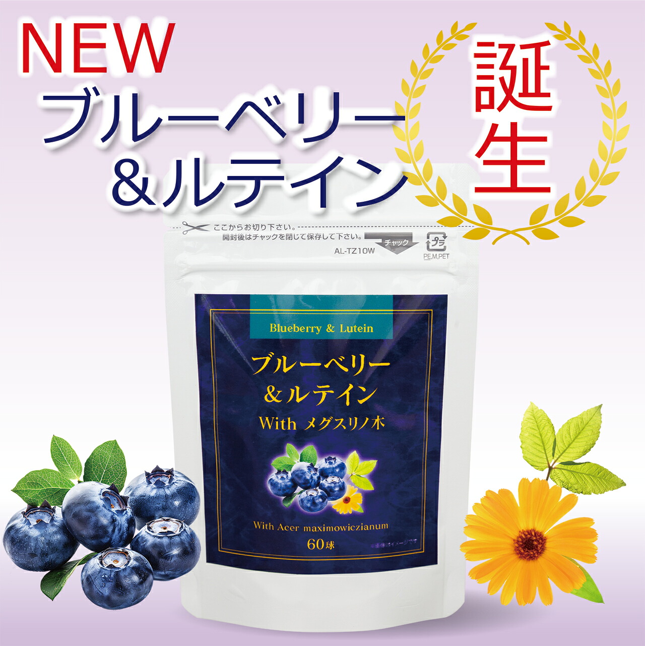 P5倍　国産サプリ ブルーベリーサプリ ルテインサプリ メグスリノ木サプリメント ブルーベリーサプリメント オメガ3 アイケア ビタミンB1 β-カロテン製薬会社と共同開発 目 男性 女性 栄養機能食品　プレゼント