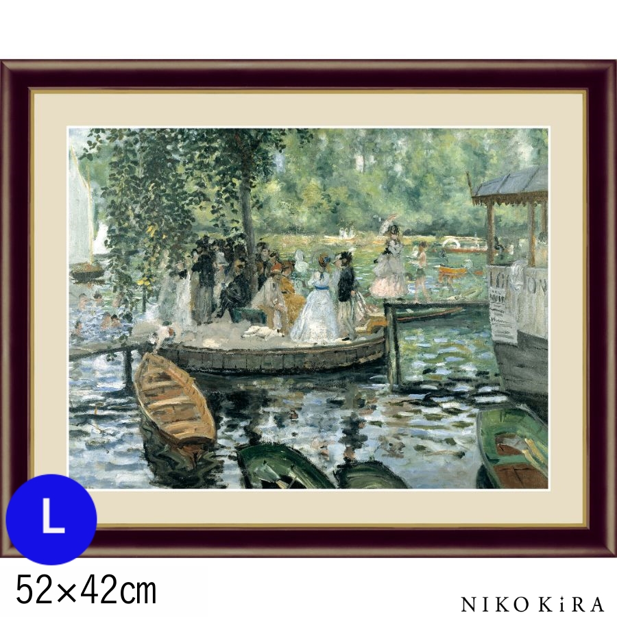 66 Off 名画 絵画 アート 絵 水彩画 ピエール オーギュスト ルノワール ラ グルヌイエール F6 L 52cm 42cm 高精細 巧芸画 トイレ 玄関 おしゃれ アートパネル 送料無料 お祝 モダン ポスター フレーム付き Qdtek Vn