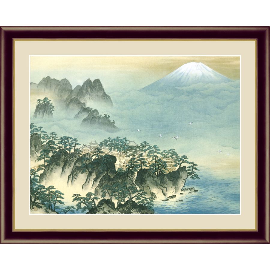 名画おしゃれ絵画アート絵インテリアモダン壁掛け水彩画蓬莱山ほうらいさんLサイズ52cm×42cmアートパネルリビングトイレ玄関ギフト癒しかわいい送料無料