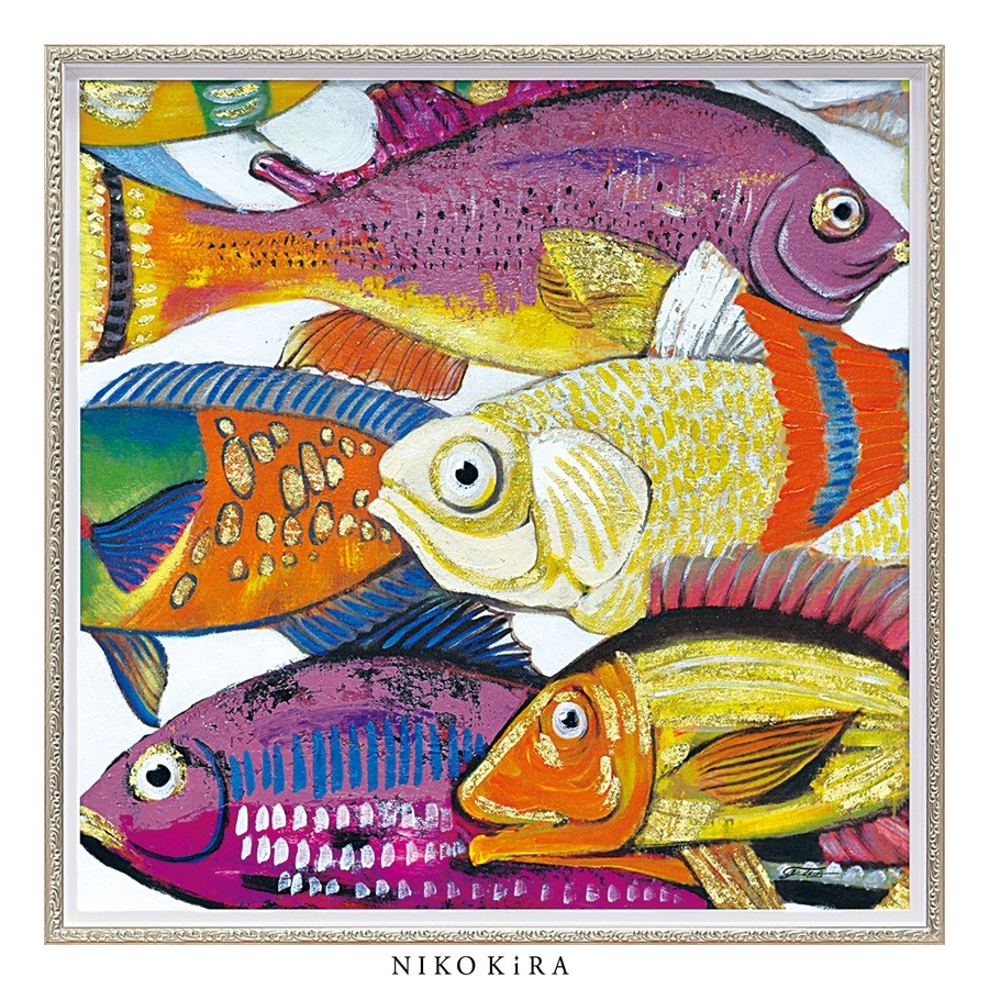 油彩画 4日夜 P5倍 500円offクーポン 絵画 アート オイル ペイント さかな サカナ 魚 フィッシュ おさかな 海 うみ おしゃれ モダン かわいい 絵 アートパネル 手書き カラフル アンダー ザ シー 1 M 63cm おすすめ 額縁 開運 風水 玄関 トイレ