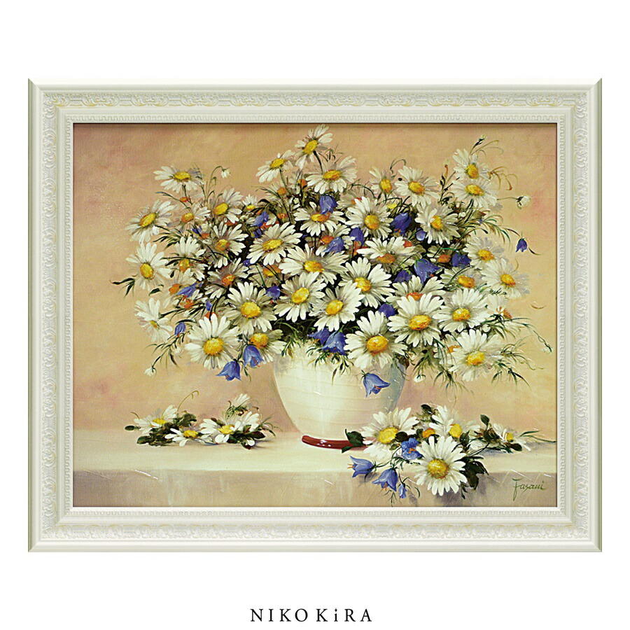 木製ジェッソパネル油絵　　専用　白い花瓶に入れたお花 木製ジェッソパネル油絵 専用 白い花瓶に入れたお花 木製