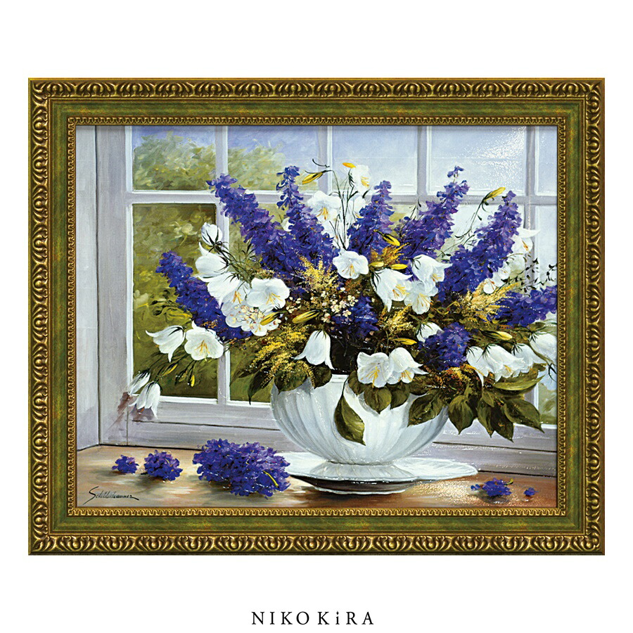 おしゃれ 花 アート はな 花束 モダン 植物 絵画 開運 額入り 玄関 トイレ かわいい 絵 花 はな カラフル 油絵 おしゃれ シューンハマー サマー グリーティング2 58cm 48cm アート パネル|廣田書店