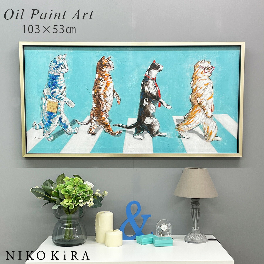 白猫　オイルペイントアートフレーム 楽天市場】アートパネル モダン 玄関 壁掛け 北欧 動物 アニマル