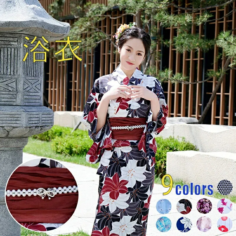 【新品】二部式浴衣のみ　浴衣リメイク　百合　黒地 楽天市場】レディース 二部式浴衣 