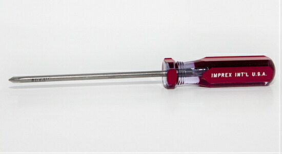 チタン製プラスドライバーImprex(インプレックス)社製全長約135mm先端サイズ #0(フィリップス、Phillips)|インダストリアル・インポーツ