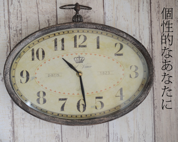【楽天市場】『壁掛け時計 ホテルビューオーバルウォールクロック』（ 壁 時計 掛時計 かけ時計 クロック アンティーク レトロ 見やすい