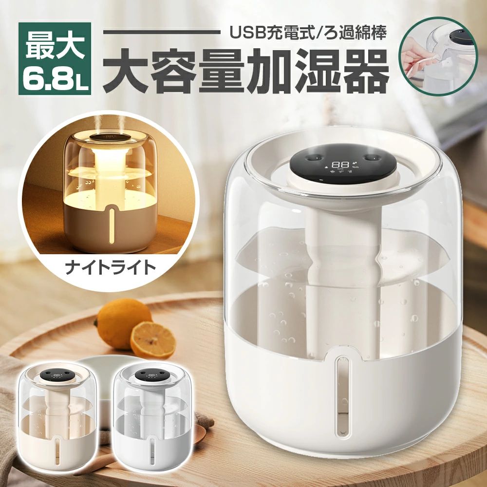 ミニ USB給電式 車載 保湿 静音 水漏れ防止 空焚き防止 2種類加湿モード 230ml 次亜塩素酸水対応 七色LED 超音波 卓上
