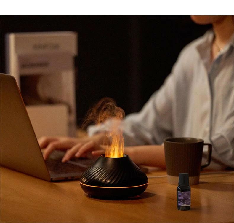焚火 ディフューザー アロマ 卓上 130ml うるおい インテリア ミスト 静音 精油 加湿器 フレイム超音波
