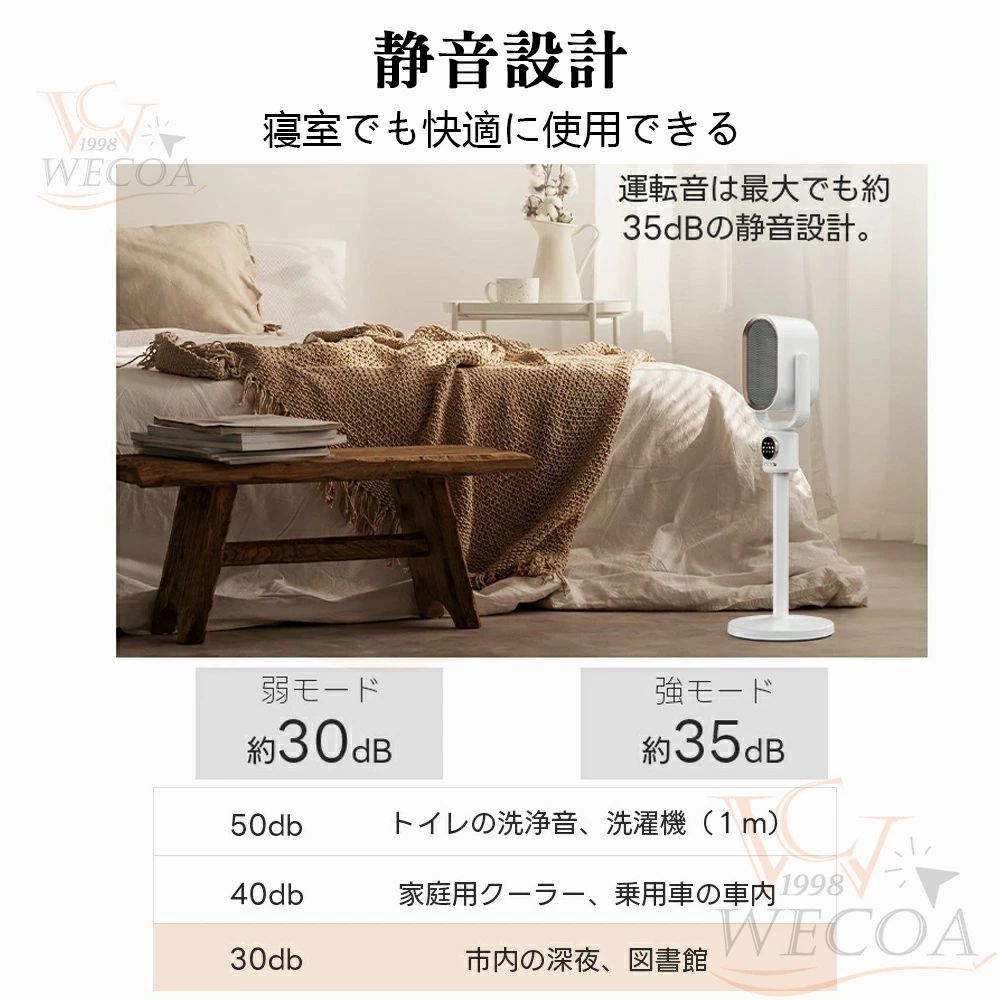 温風ヒーター 電気ファンヒーター 伸縮可能 2秒速暖 3段階切替 タイマー