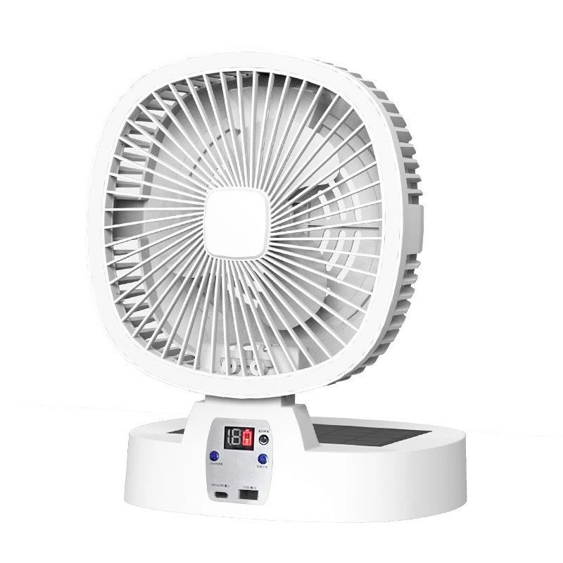 小型ソーラーパネル付き 調光3段階LEDライト 5段階風量 キャンプ扇風機 リモコン付き｜Yuri Yuri Fashion
