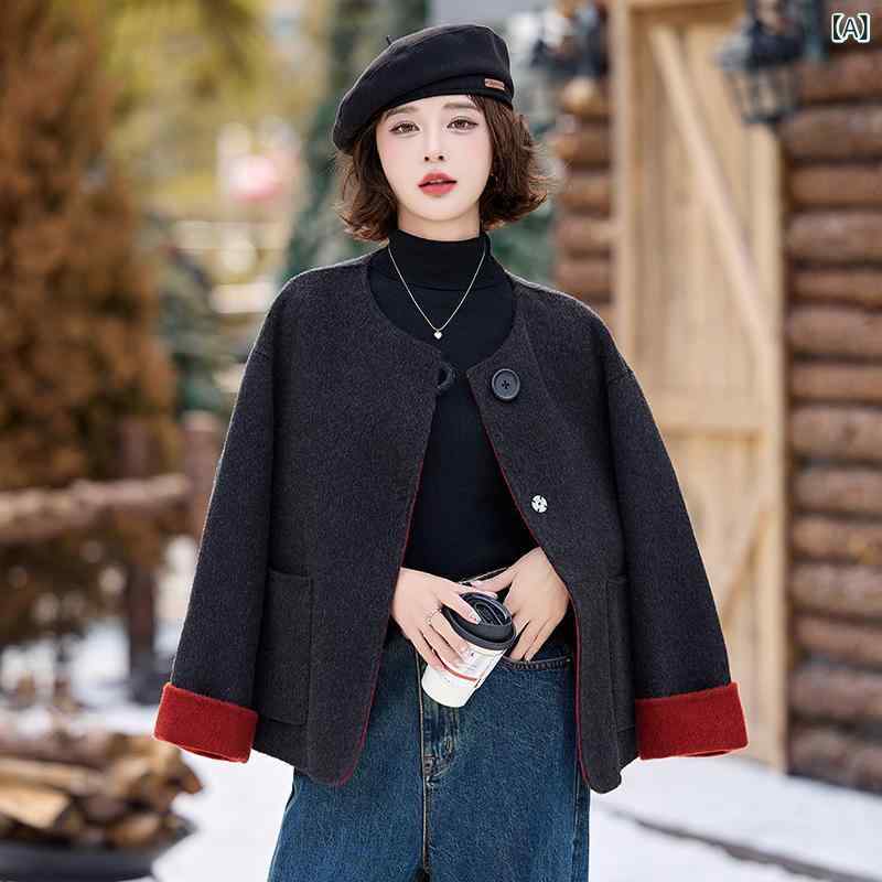 冬服の 2024 女性 コートの 毛ですね。 両面は タイプの ショート 部屋着 ノー ルームウェア 部屋着 ノー｜Yuri Yuri Fashion