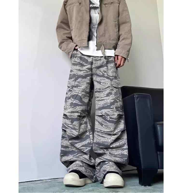 ゆったり ミリタリー パラシュートパンツ 大容量ポケット ワークパンツ 美品 カーゴパンツ ビンテージ風 ジーンズ 春秋 男性用 デニム 5,037円