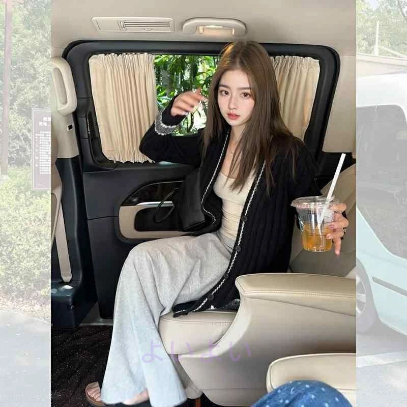 ショート 英 TB 上品 キレイ カレッジ 可愛い レディース ニットカーディガン ブラック ジャケット 秋冬