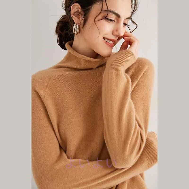 お洒落 ボトミング カラー セーター ルーズ ピュア レディース シャツ カラー 上品 カワイイ タートルネックセーター パイル｜Yuri Yuri Fashion 14,412円