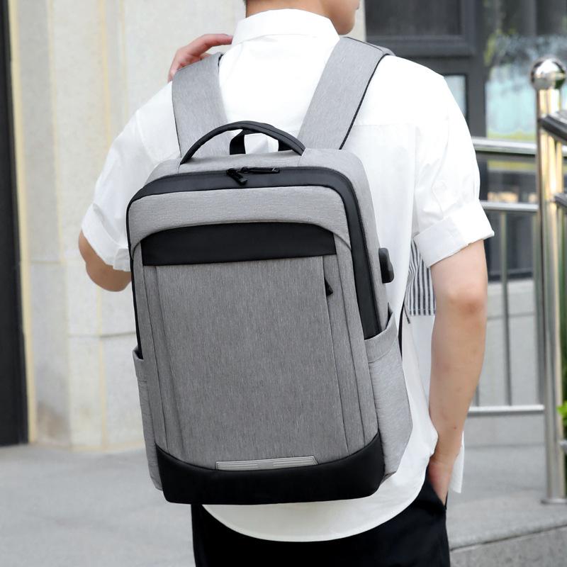 ブラック グレー 無地 撥水 レザー調 多機能 負荷軽減 大容量 軽量 ノートPC対応 PC トラベル 旅行 出張 通学 通勤 ビジネス レ