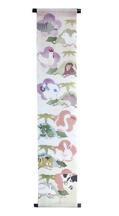 楽天市場】型染めタペストリー 円相にうさぎの口上 麻100％ 日本製