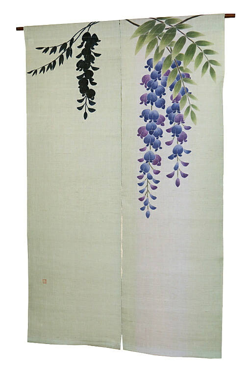 麻 のれん：藤/ 和風 暖簾 /受注製作 おしゃれな 和モダン のれん ロング 約 88×150cm