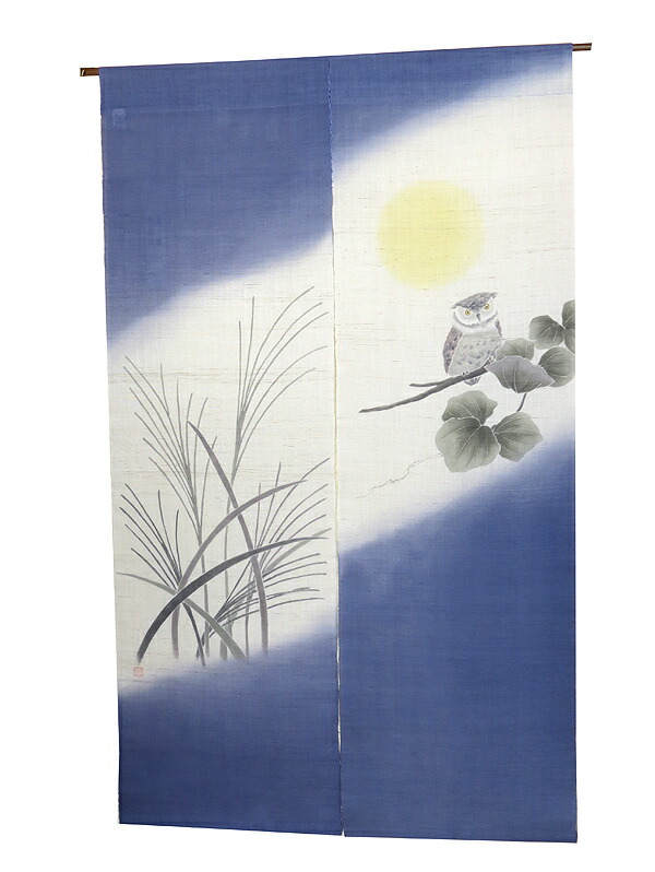 ✨美品✨のれん暖簾 おたふく お多福 笑福凧 商売繁盛 タペストリー 麻 手描き メール便送料無料 暖簾 のれん 85X150cm「鶴亀七福神 レース」2367