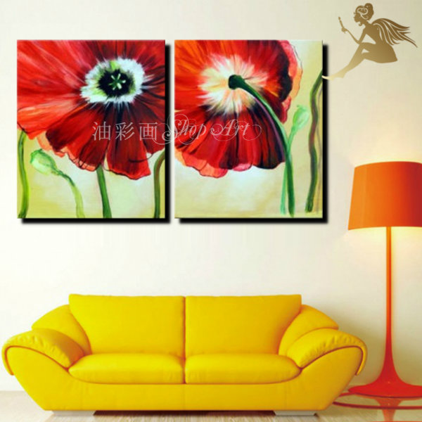 超爆安 絵画 アート 壁掛け 手書き油絵 風景画 自然画 絵絵画 インテリア 送料無料 モダンアートパネル ２パネルset 大きな赤い花 1616 アートパネル 花 壁掛け 絵 クラシカル 壁飾り パネルアート ウォールアート アート 美術品 骨董品 民芸品 1616