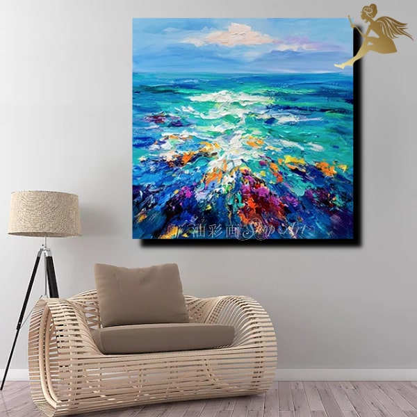 【絵画】【壁掛け装飾】【手書き】【油絵】【風景画】【絵】アートパネル 海『送料無料』『モダン インテリア アートボード』『特大1パネル 海の中 5119』【手書きの油彩画 おしゃれ】キャンバスアート 壁飾り|油彩画SHOP ART