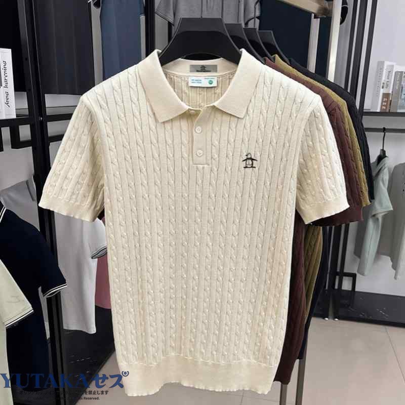 新作夏メンズ半袖Tシャツ通気性ニットジャカード多彩カラーおしゃれシンプル涼感快適着心地上質トップスカジュアル街着デイリー映え|YUTAKAプラス