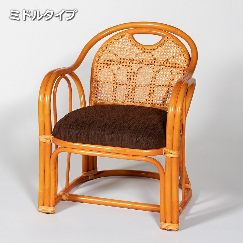 ＼本日P6倍!300円クーポン／イス・チェア 座椅子 ラタンアームチェア 　ミドルタイプGNM20513 籐製 座椅子 収納 ラック付 椅子 チェア リビング 和室｜バリュー家具【ゆとり生活研究所】