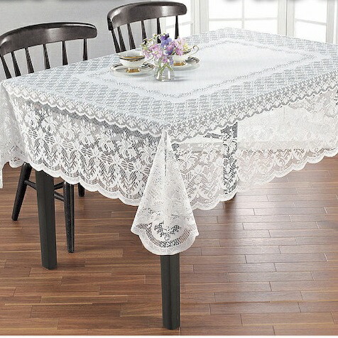 楽天市場】【ランキング獲得】 撥水加工レーステーブルクロス ホワイト