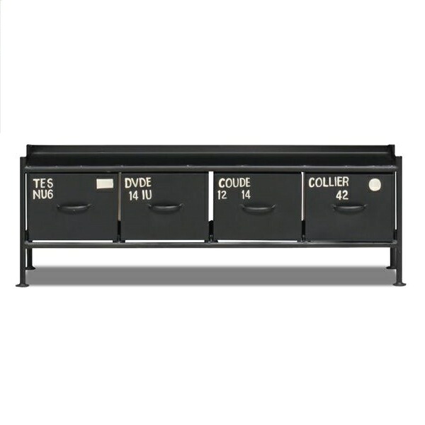 【ランキング1位獲得】 横型4杯引出チェスト　MSG/ienowa インテリア 寝具 収納 収納家具 タンス チェスト 完成品 201200267 チェスト ミリタリーテイスト 小引出し 小物入れ ブラック シリーズ ienowaブランド