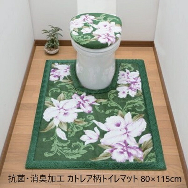 ＼最大78%OFF！新生活sale／ 【ランキング1位受賞】 トイレ用品 トイレマット カバー シート トイレマット 抗菌 消臭加工 カトレア柄トイレマット 80×115cm a24654 抗菌 防臭 東レ 撥水 滑りにくい