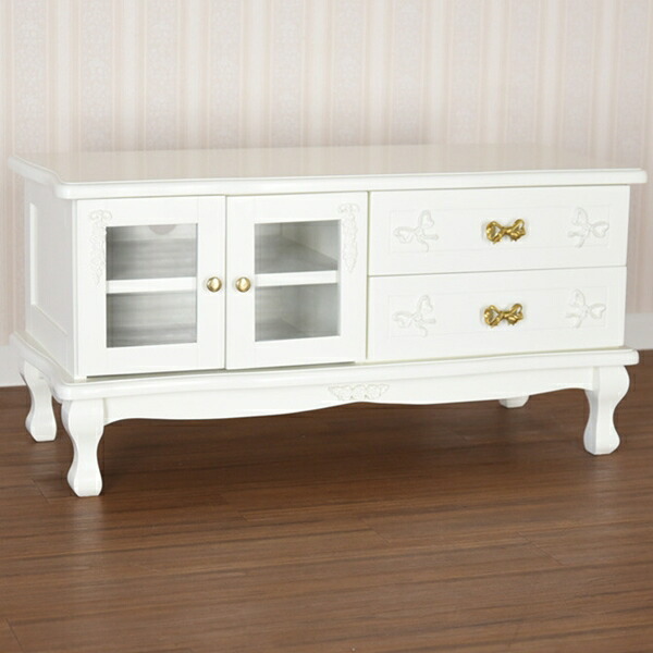 ガーリープリンセスROCOCO TVボード 収納家具 テレビ台 ローボード 完成品MT-TV-90-WH プリンセス ガーリー 姫系 キュート ホワイト|バリュー家具【ゆとり生活研究所】