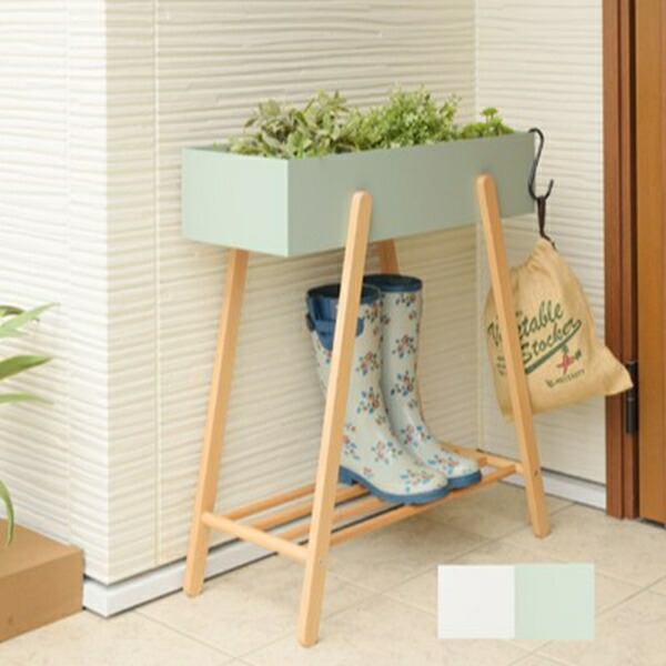 \本日P6倍!300円クーポン/ガーデニング 農業 植木鉢 プランター 植木鉢 プランターカバー 木製脚の プランタースタンド PW-51 プランターカバー 玄関 くすみ カラー 木製 天然木