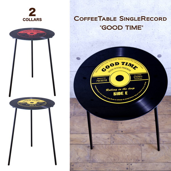 ＼最大78%OFF！新生活sale／テーブル サイドテーブル ナイトテーブル ガラスレコードテーブル　シングルレコード COFFEE テーブル 14AV013C-F-N アメリカン ポップ アンティーク