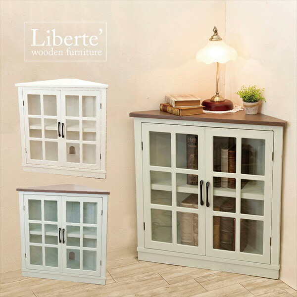 楽天市場】キャビネット コーナーラック セラミック ガラス 扉付き