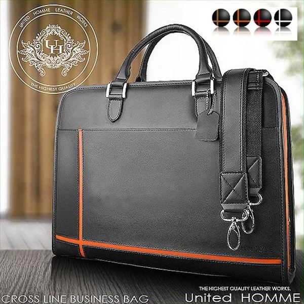 United HOMME 牛革クロスラインビジネスバッグ メンズブリーフケース バッグ メンズバッグ ビジネスバッグ ブリーフケース UH-2079 牛革 クロスライン ビジネスバッグ 目を惹く バッグ ビジネス カジュアル お洒落 スタイリッシュ ブリーフケース ショルダー