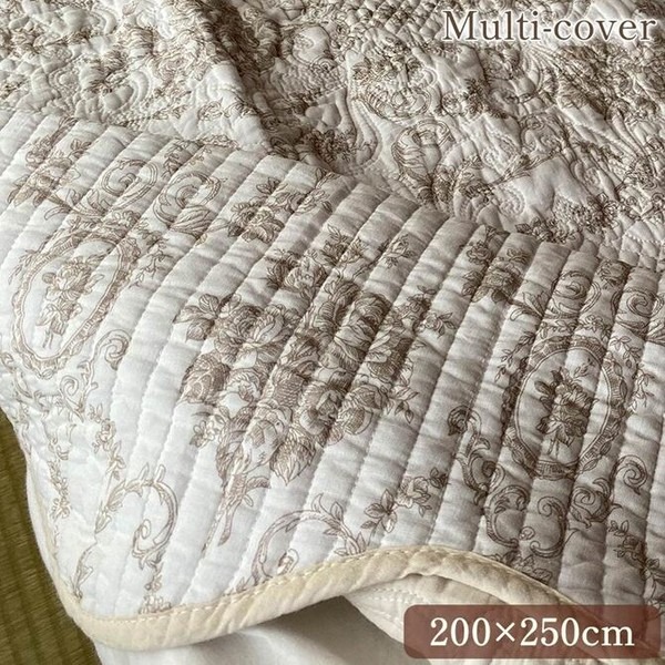 フィナベージュキルト マルチカバー 200×250cm ソファカバー イスカバー WK0427-N3 カバー キルト ベッドカバー ソファカバー シート カーペット 花柄 北欧 シック モダン おしゃれ カフェ 上品