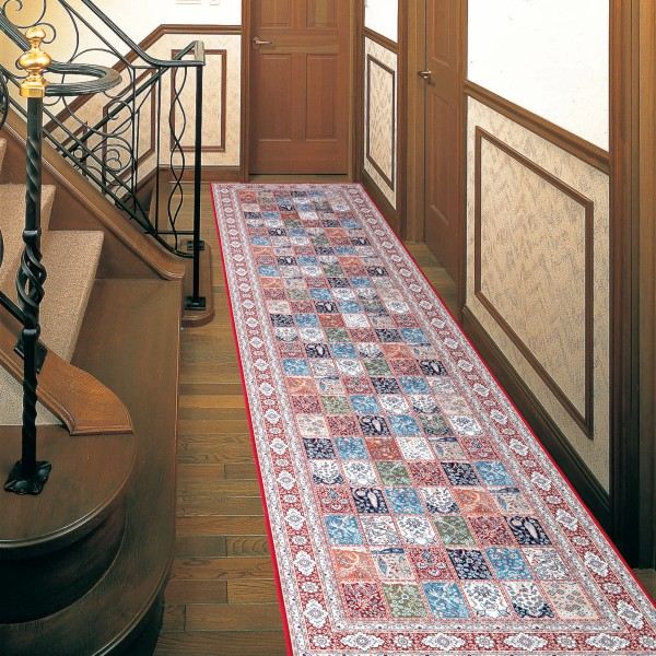 転写プリント廊下敷 幾何学柄 カメリア 80&times;340cm カーペット マット 畳 マット 廊下敷き 階段マットKMERIAR340 高級感 伝統的 重厚感 アクセント 華やか クラシック カーペッ トラグ マット プレゼント 新生活｜バリュー家具【ゆとり生活研究所】