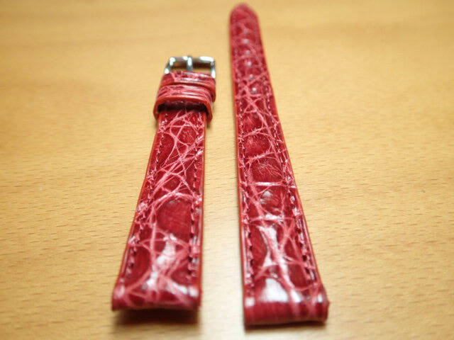 12mm 14mm 時計バンド (腕時計) ベルト カイマンクロコ レッド (赤) バネ棒 サービス 腕時計用 時計ベルト 時計用バンド 525円で販売していますバネ棒をサービスでお付けします