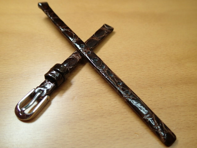 6mm 7mm 時計バンド (腕時計） ベルト ワニ (カイマン) チョコ (こげ茶) バネ棒 サービス 腕時計用 時計ベルト 時計用バンド 525円で販売していますバネ棒をサービスでお付けします